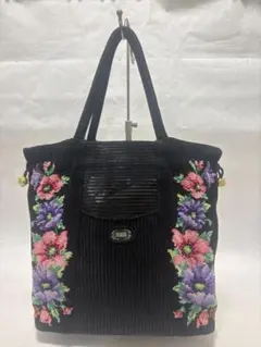 フェイラー トートバッグ シュニール織り コットン 花柄 ブラック
