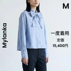 【一度着用】Mylanka ミランカ ボウタイストライプブラウス 15400円のサムネイル
