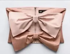 ZARA リボンカットアウト タフタトップス