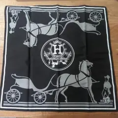 【新品未使用】HERMES バンダナ　コットン　ブラック　52×52センチ