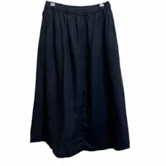 【無印良品 MUJI】リネン100% ロングスカート ネイビー M 麻100%のサムネイル