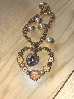 未使用品　サマンサタバサ　ハート型チャーム パール付き