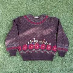 595 Susan Bristol Floral Wool Knit Brown