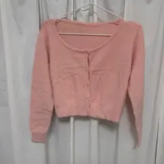 ピンク ニット カーディガン 長袖