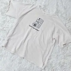 【c4278】HAPINS WEAR Tシャツ　半袖　クリーム色　猫