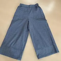 GEORGES RECH ワイドパンツ　クロップド丈34 ストライプXSコットン