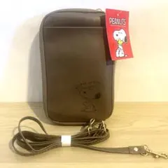 PEANUTS スヌーピー ウォレットショルダーポーチ ブラウン