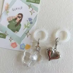 ビーズキーホルダー　ハート　アンブレラマーカー　目印チャーム　目印アクセサリー