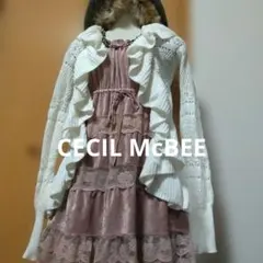 CECIL McBEE フリル付き編みニットカーディガンフェアリーグランジ