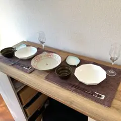 食器セット 桜柄大皿・八角形白食器・葉っぱ皿・小鉢・ワイングラス・ニトリ桜柄お箸