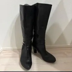 ECCO エコー ロングブーツ ブラック 23.5cm サイドジップ　太ヒール