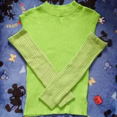 フレンチスリーブリブニットトップス　ライトグリーン　Mサイズ GRL