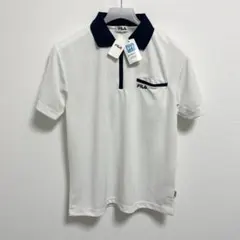 【未使用】FILA ハーフジップ 半袖ポロシャツ ホワイト 吸汗速乾加工素材 Mのサムネイル