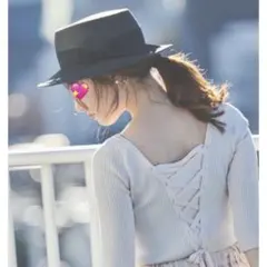 新品✨タグ付き♪定価6,480円　お洒落　上品　ハット　ブラック　大特価‼️