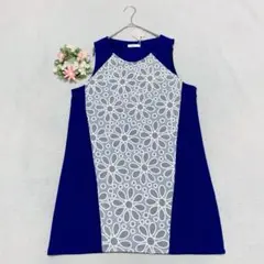 新品【アヴェクモワ】ノースリーブフラワーワンピースドレス 上品 膝丈 派手