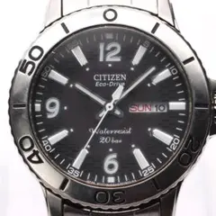 CITIZEN エコドライブ メンズ 腕時計 2007年デイデイト 黒文字盤 