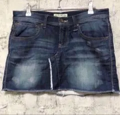 【BEAMS HEART】デニムニット ダメージ加工 ミニスカート Mのサムネイル