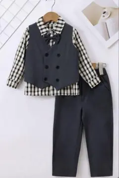 フォーマルスーツ 4歳100cm~ グレー チェック