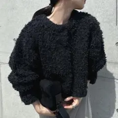 ループヤーンニットショートカーディガン