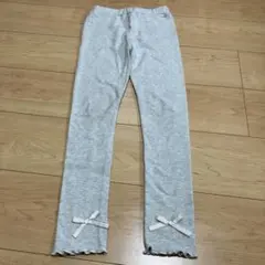 リボン付き　ライトグレー　キッズスパッツ　レギンス　ビーデスビー