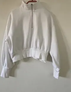 GU ハーフジップ　プルオーバー　ホワイト　サイズXL