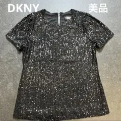 【美品】DKNY スパンコール 半袖Tシャツ ブラックのサムネイル