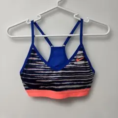 【M】ナイキ NIKE スポーツブラ ブルー オレンジ 青 ストライプ ヨガ
