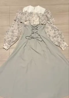 MAJESTIC LEGON ウエストきゅっとフリルワンピース グレー