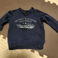 ネイビー 飛行機プリント トレーナー　90センチ