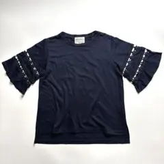 【美品】コンバーストウキョウ ミュベール スターレース袖カットソー 紺のサムネイル