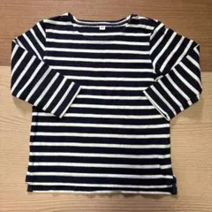無印良品　良品計画　ストライプ柄 ボーダー　長袖カットソー ネイビー