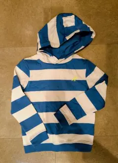 M&S 青と白のストライプ パーカー 恐竜刺繍