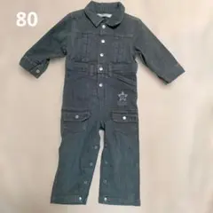デニムロンパース　男の子　80
