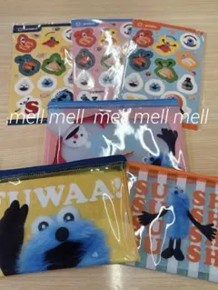 スシロー　パペットスンスン　クリアポーチ＆シール