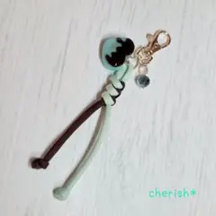 レジン チョコミント ハート パラコードチャーム ハンドメイド キーホルダー