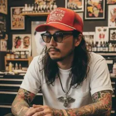 赤■ヴィンテージ風ロープ付きメッシュトラッカーキャップ■アメカジ90s古着