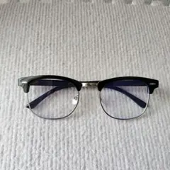 【訳あり】サーモントブロー　伊達メガネ　スクエア　ブラック　シルバー
