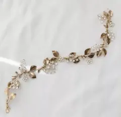 アンティークゴールドヘッドドレス ブライダルヘアアクセサリー結婚式ウェディング
