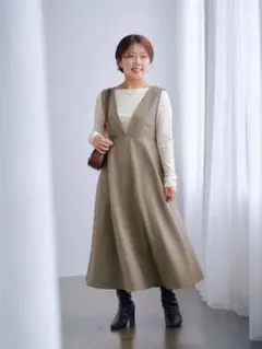 マチフレアジャンパースカート-short グレージュ