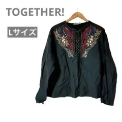 海外古着【TOGETHER! 】✨刺繍入り長袖シャツ Lサイズ　お洒落