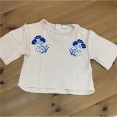 プティマイン petit main トップス 90 花柄刺繍 7分袖シャツ