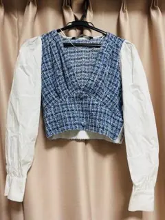 【ZARA】ツイードクロップドトップス