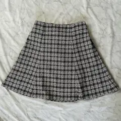 コルザ/COLZAレディースフレアスカートブラックとホワイトチェック柄Mサイズ