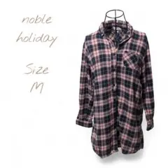 noble holiday ノーブルホリデー チェック柄 ネルシャツロング M
