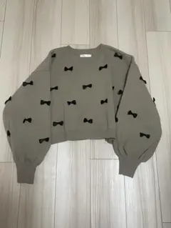 GRL グレイル リボンニットトップス F グレー 長袖