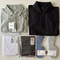 h*8様 UNIQLO エアリズムポロシャツ M グリーン　黒　ソックスx２枚
