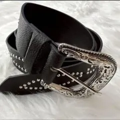 Y2K スタッズベルト ブラック ウエスタン風 バックル 韓国ファッション
