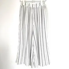 earth music&ecology ワイドパンツF アイボリー ストライプ柄