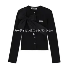 CRANK リボンタイドニットカーディガン　ブラックのサムネイル