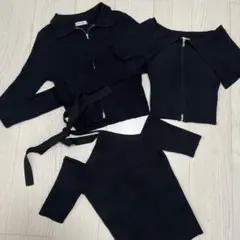 INGNI イング　ブラックニット　ジッパー　オフショル　3点セット